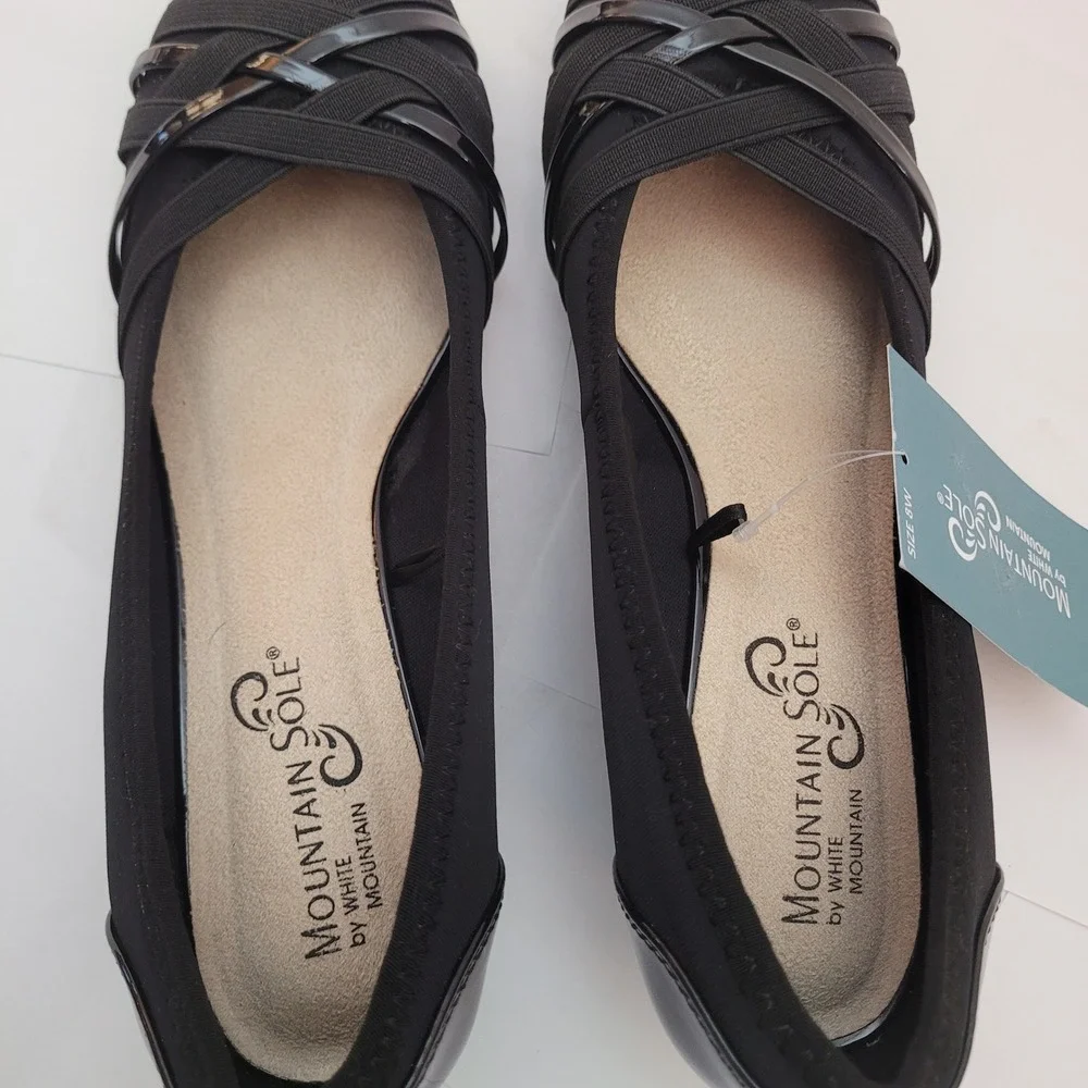 Mountain‎ Sole MS Ballet WW Women Black Low Wedge Wide Width Shoes 8W 674946354